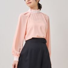 【NARACAMICIE】レース付きジョーゼット長袖プルオーバー