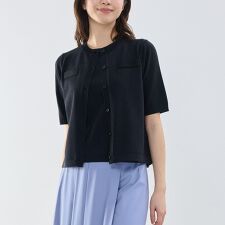 【NARACAMICIE】調温五分袖クルーネックカーディガン