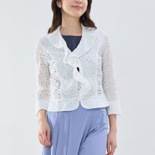 【NARACAMICIE】アイレットレース七分袖ジャケット