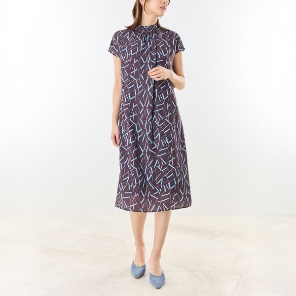【新品タグ付25300円】ナラカミーチェ♦完売✨幾何柄2WAYワンピース NARACAMICIE】ライン幾何柄ノースリワンピース | ナラカミーチェ