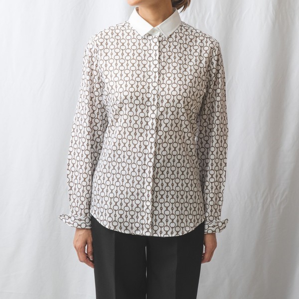 ビットプリントホワイトカラー長袖シャツ | ナラカミーチェ 