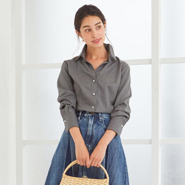 NARACAMICIE / ナラカミーチェ 【NARACAMICIE】ストライプクレリックバンドカラー長袖シャツ セール】 【NARACAMICIE】ストライプクレリックバンドカラー長袖
