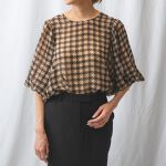 セットアッ対応》シフォンビッグ千鳥七分袖ブラウス | ナラカミーチェ 