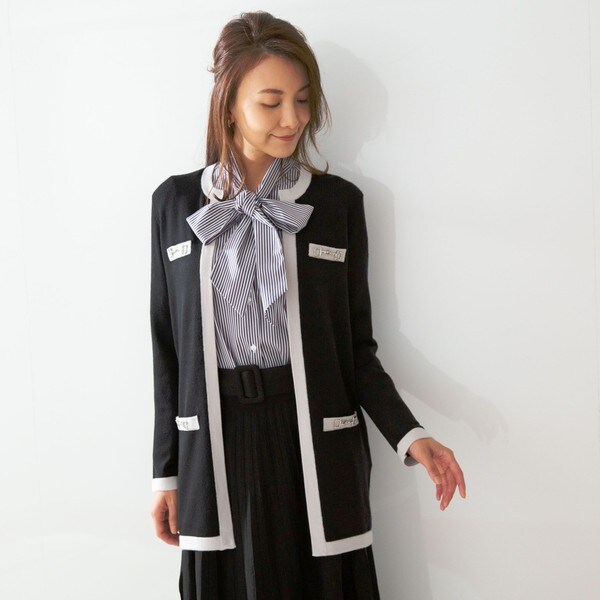 バイカラートリミングカーディガン | ナラカミーチェ(NARACAMICIE