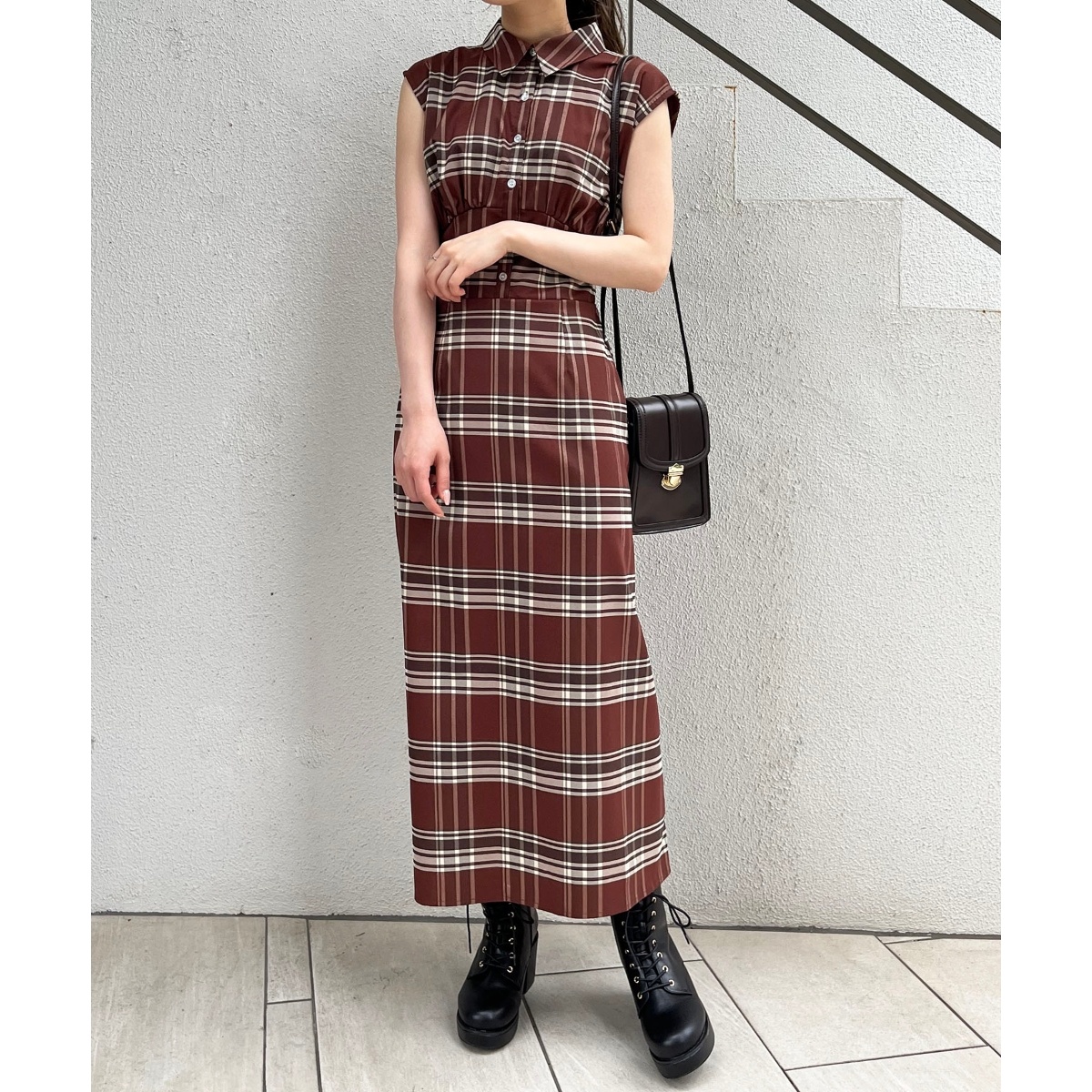 Ameri VINTAGE - NEEDLE CHECK DRESS 希少S 最安値 正規品 定価以下の+