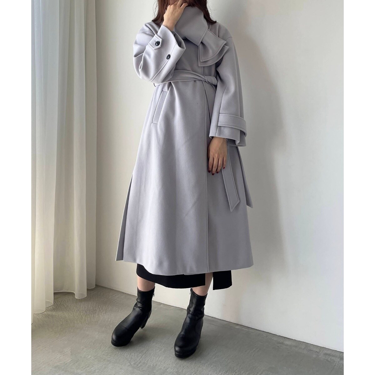 ∞マフラーセットノーカラーコート | マジェスティックレゴン(MAJESTIC