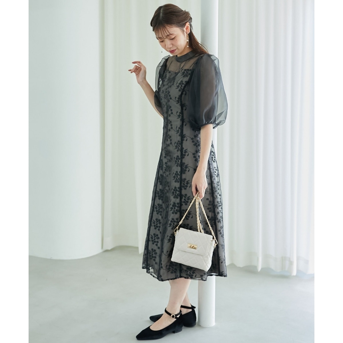 [未使用] PINKY&DIANNE ツイードコンビニットワンピース 38 ◇ツイードコンビニットワンピース（0313247953