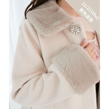 ビジューファーコート （ファーコート コート ビジューコート 本革 