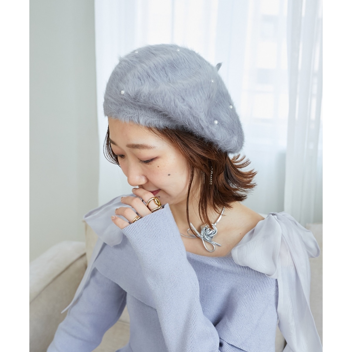 L.B CANDY STOCK]デコラティブベレー帽(Hearts2Hearts着用) | リリー