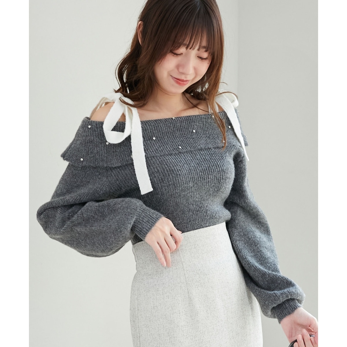 MISCH MASCH❤︎大人可愛いオフショルニット 肩出しオフショルニット | ミッシュマッシュ(MISCH MASCH