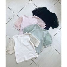 パールチュールスリーブトップス | マジェスティックレゴン(MAJESTIC LEGON)