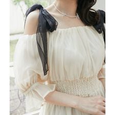∞ショルダーリボン半袖チュニック