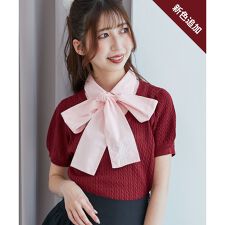 リボンセットドッキング半袖ニット