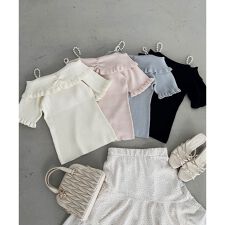 パールチェーンオフショルフリルニット | マジェスティックレゴン(MAJESTIC LEGON)