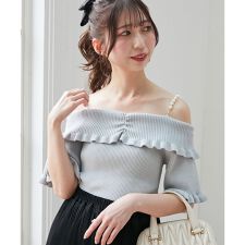 パールチェーンオフショルフリルニット | マジェスティックレゴン(MAJESTIC LEGON)