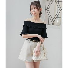 パールチェーンオフショルフリルニット | マジェスティックレゴン(MAJESTIC LEGON)