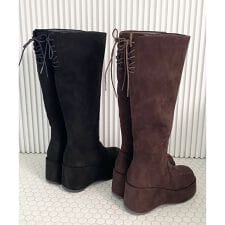 バックリボン厚底ロングブーツ