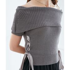 マジェスティックレゴン(MAJESTIC LEGON)のレースアップオフショルニット