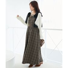 ◎配色肩リボンワンピース