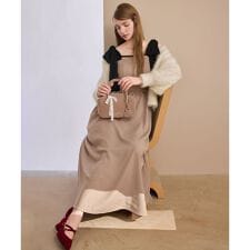 ◎配色肩リボンワンピース