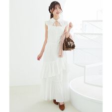 マジェスティックレゴン(MAJESTIC LEGON)のデコルテオープンノースリロングワンピ