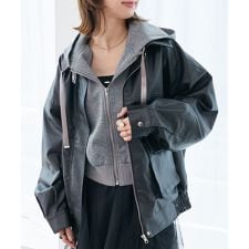 ヴィンテージライク合皮ブルゾン