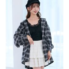 フード付きルーズシャツ