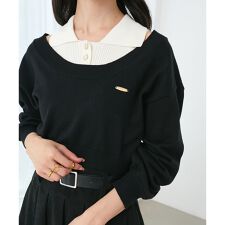 襟付ノースリニットセットオフショルニット