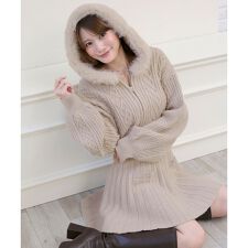 キラキラフード付きニットパーカー