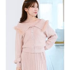 フェイクファー付きキラキラ襟ニット