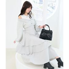 ツイードニットドッキングワンピース