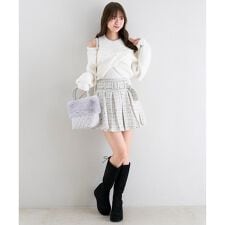 ベルト付きプリーツミニスカパン