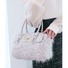 キルティングフラップファーバッグ