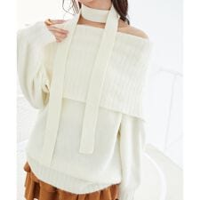 チョーカー付きオフショルミニワンピ