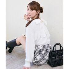 バックリボンシャギーニット