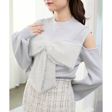 ビッグリボンチェーン付きニット