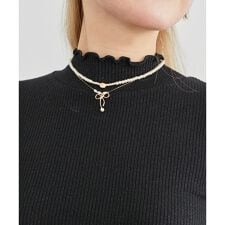 2連パール×リボンネックレス