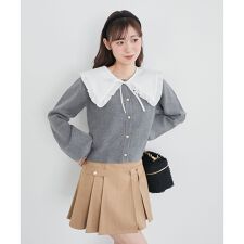 フリルカラーセットニットカーディガン