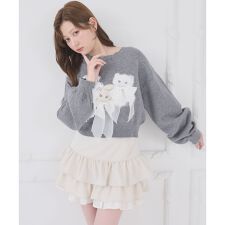 異素材ティアードミニスカパン