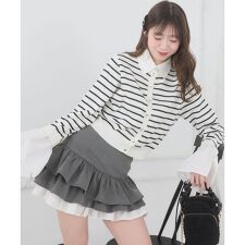 異素材ティアードミニスカパン