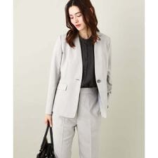 【洗える/UVカット/接触冷感】オックスストレッチノーカラージャケット【Reflax】