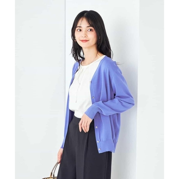 接触冷感/UVカット/洗える】Vネック美ラクるサマーカーディガン