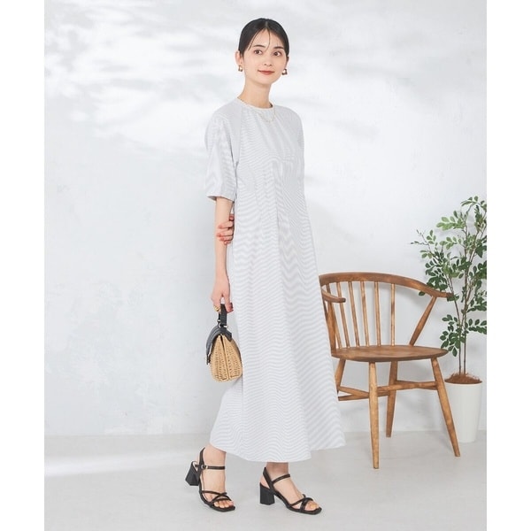 アー・ヴェ・ヴェ（a．v．v）/【洗える/イージーケア/吸水速乾/UVカット】ウエストタックサッカーワンピース 洗える/イージーケア/吸水速乾/UVカット】ウエストタックサッカー