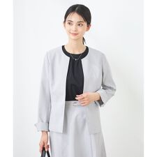 【洗える/イージーケア/UVカット/接触冷感/吸水速乾】サマーストレッチキーネックジャケット