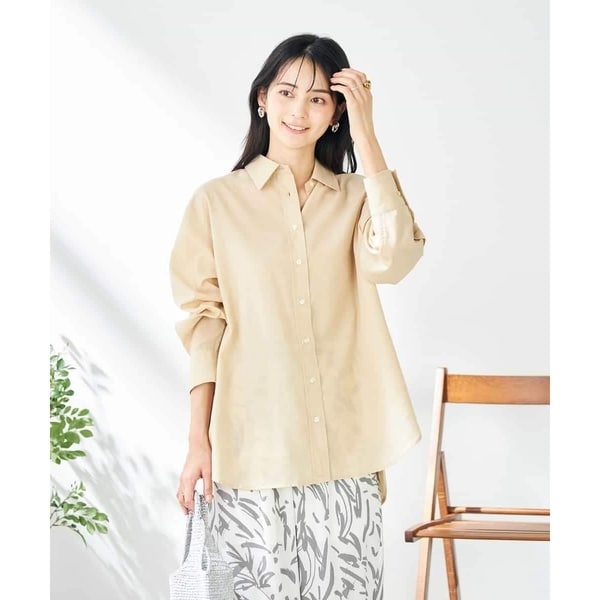 【マルチウェイ】リネン混ベーシックシャツ