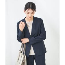 【洗える/イージーケア/UVカット/接触冷感/吸水速乾】サマーストレッチノーカラージャケット