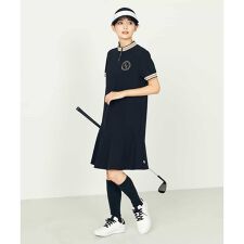 レディースゴルフウエア/ハーフZIPモックネックワンピース