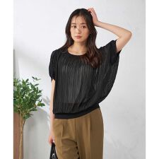 シフォン楊柳プリーツブラウス