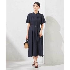 【洗える】ベルト付切り替えワンピース