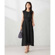 【洗える】サイドプリーツノースリーブワンピース